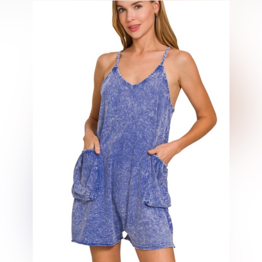 Brand New Zenana Acid Wash Romper